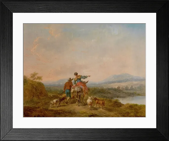 Framed Print : Landscape with Figures, late 18th-early 19th century. Creator: Balthasar Paul Ommeganck Framed Print : Landscape with Figures, late 18th-early 19th century. Creator: Balthasar Paul Ommeganck