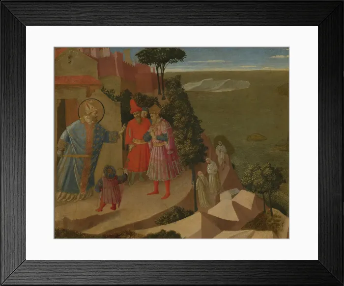 Framed Print : Saint Romuald Refuses Emperor Otto III Admission to the Church, 1435. Creator: Fra Angelico Framed Print : Saint Romuald Refuses Emperor Otto III Admission to the Church, 1435. Creator: Fra Angelico