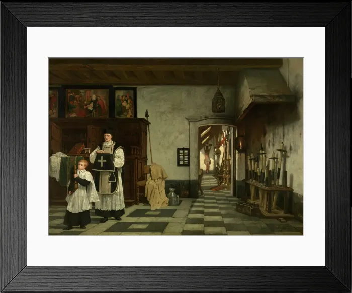 Framed Print : The Sacristy, 1857. Creator: Andre-Joseph Minguet Framed Print : The Sacristy, 1857. Creator: Andre-Joseph Minguet