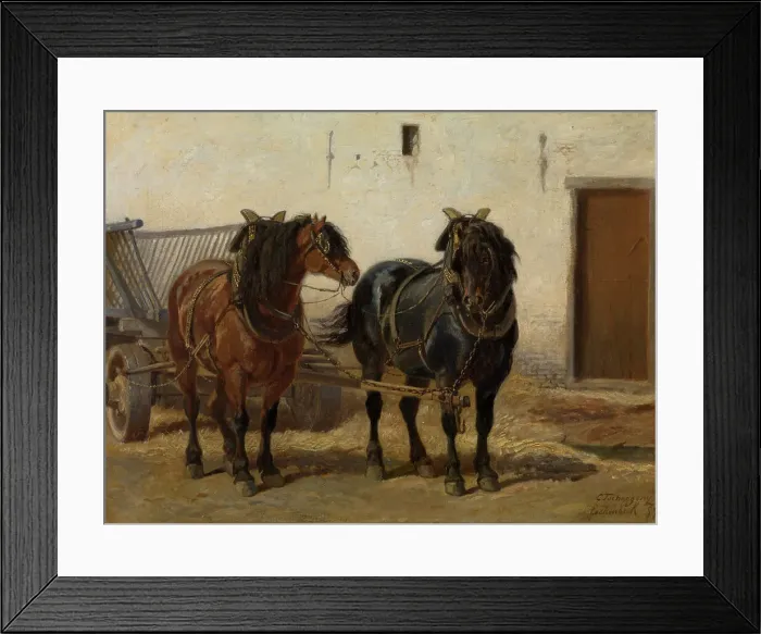 Framed Print : A Team of Horses, 1855. Creator: Charles Philogene Tschaggeny Framed Print : A Team of Horses, 1855. Creator: Charles Philogene Tschaggeny