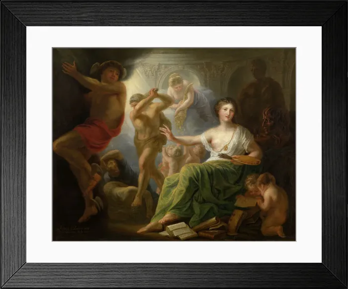 Framed Print : Hercules Protects the Muse of the Fine Arts Against Envy and Ignorance, 1763. Creator: Andries Lens Framed Print : Hercules Protects the Muse of the Fine Arts Against Envy and Ignorance, 1763. Creator: Andries Lens