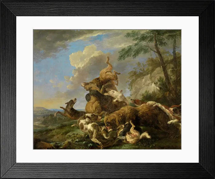Framed Print : Bear Hunt, mid-late 17th century. Creator: Carl Borromaus Andreas Ruthart Framed Print : Bear Hunt, mid-late 17th century. Creator: Carl Borromaus Andreas Ruthart