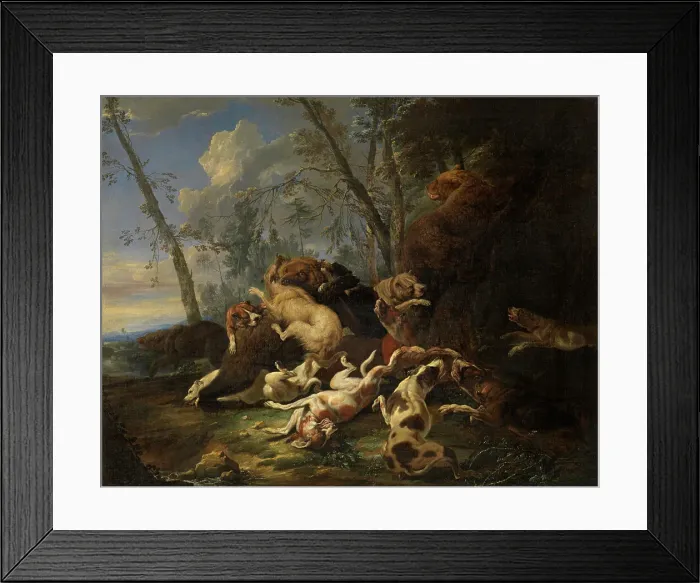 Framed Print : Bear Hunt, mid-late 17th century. Creator: Carl Borromaus Andreas Ruthart Framed Print : Bear Hunt, mid-late 17th century. Creator: Carl Borromaus Andreas Ruthart