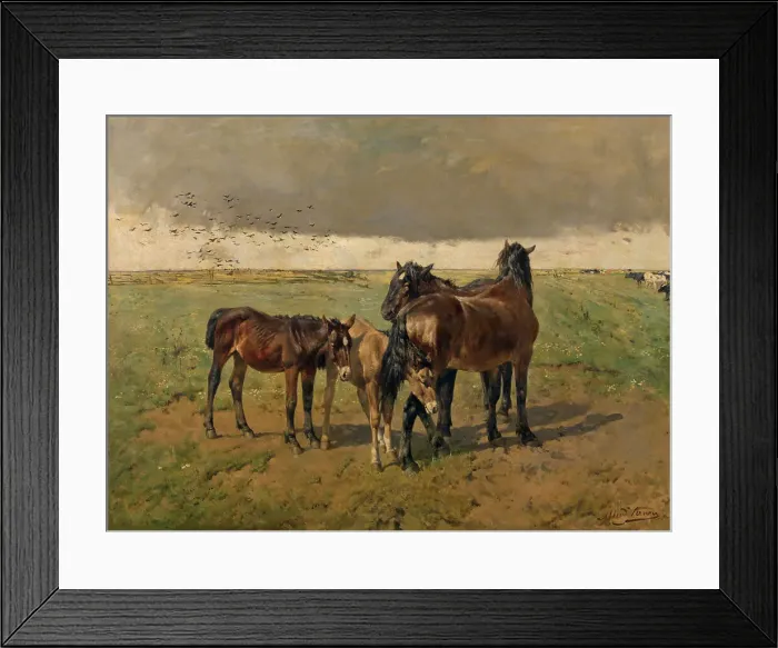 Framed Print : Foals in the Paddock, mid-late 19th century. Creator: Alfred Verwee Framed Print : Foals in the Paddock, mid-late 19th century. Creator: Alfred Verwee