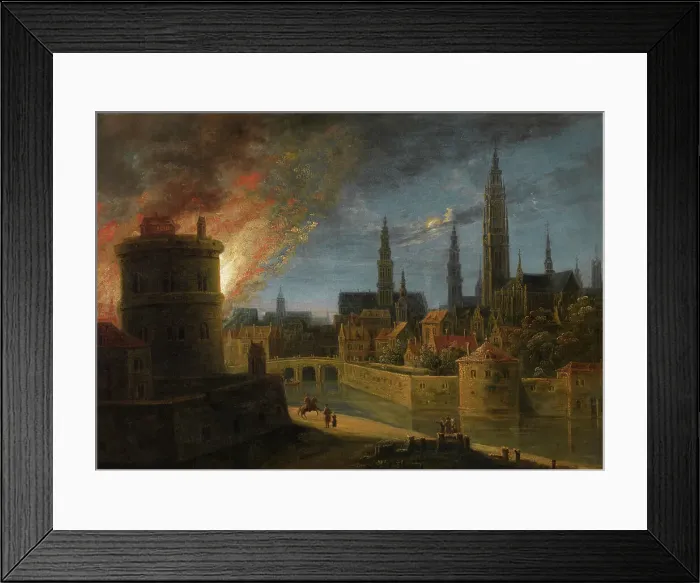 Framed Print : Fire in Antwerp, mid-17th century. Creator: Daniel van Heil Framed Print : Fire in Antwerp, mid-17th century. Creator: Daniel van Heil