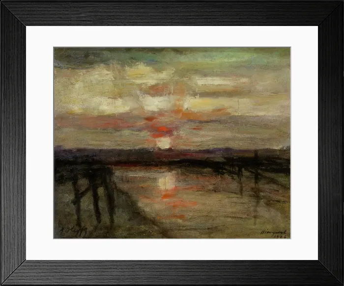 Framed Print : Sunset in Nieuwpoort, 1906. Creator: Auguste Oleffe Framed Print : Sunset in Nieuwpoort, 1906. Creator: Auguste Oleffe