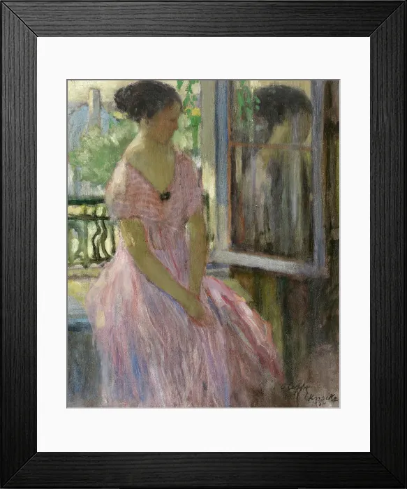 Framed Print : Woman at the Window, 1924. Creator: Auguste Oleffe Framed Print : Woman at the Window, 1924. Creator: Auguste Oleffe