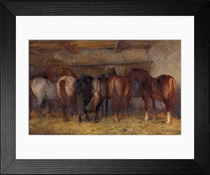 Framed Print : Horses in Stable, mid-19th century. Creator: Charles Philogene Tschaggeny Framed Print : Horses in Stable, mid-19th century. Creator: Charles Philogene Tschaggeny