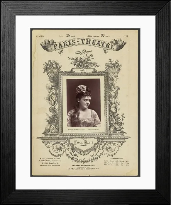 Framed Print : Paris Theatre: Paola Marie, 1874. Creator: Gaston & Mathieu & Cie Framed Print : Paris Theatre: Paola Marie, 1874. Creator: Gaston & Mathieu & Cie