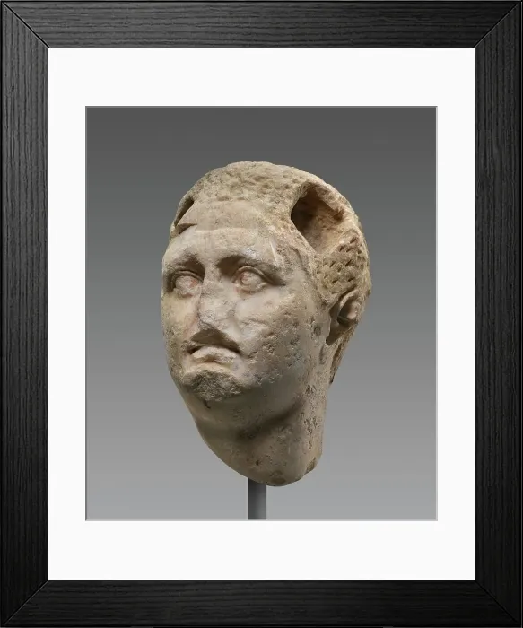 Framed Print : Head of a Statue of a Hellenistic Ruler, 3rd century B.C. Creator: Unknown Framed Print : Head of a Statue of a Hellenistic Ruler, 3rd century B.C. Creator: Unknown