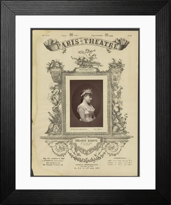 Framed Print : Paris Theatre: Melanie Reboux, 1875. Creator: Alphonse J. Liebert Framed Print : Paris Theatre: Melanie Reboux, 1875. Creator: Alphonse J. Liebert