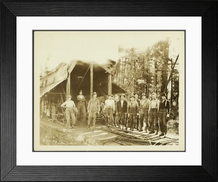Framed Print : Group portrait: Loggers, about 1910-1930. Creator: Darius Kinsey Framed Print : Group portrait: Loggers, about 1910-1930. Creator: Darius Kinsey