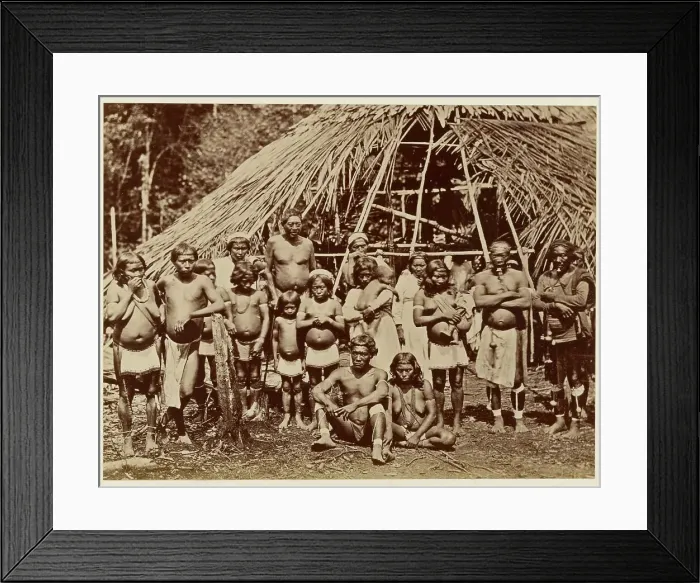 Framed Print : Group of Ackawoi Indians at Ay-Kuru on the Potaro River, Guyana, 1878. Creator: Sir Everard Ferdinand im Thurn Framed Print : Group of Ackawoi Indians at Ay-Kuru on the Potaro River, Guyana, 1878. Creator: Sir Everard Ferdinand im Thurn