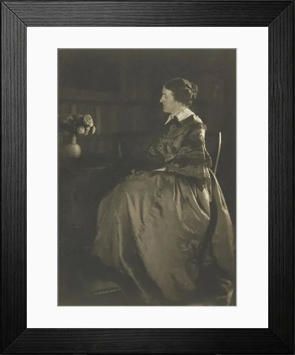 Framed Print : Self-portrait with Table and Flowers, 1896-1899. Creator: Gertrude Kasebier Framed Print : Self-portrait with Table and Flowers, 1896-1899. Creator: Gertrude Kasebier