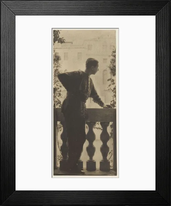 Framed Print : Self-portrait / Adolf de Meyer on the Balcony of Palazzo Balbi-Valier, Venice, Italy, 1900-1904. Creator: Adolph de Meyer Framed Print : Self-portrait / Adolf de Meyer on the Balcony of Palazzo Balbi-Valier, Venice, Italy, 1900-1904. Creator: Adolph de Meyer