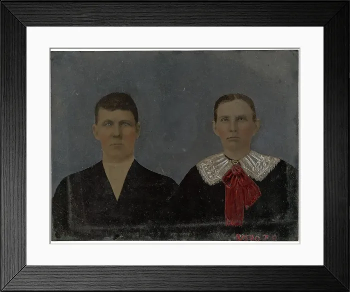Framed Print : Portrait of young couple, 1860s-1880s. Creator: Unknown