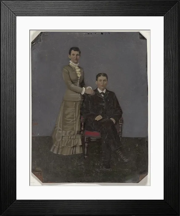 Framed Print : Portrait of young couple, 1860s-1880s. Creator: Unknown Framed Print : Portrait of young couple, 1860s-1880s. Creator: Unknown