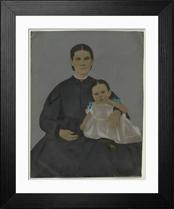 Framed Print : Portrait of mother and baby, 1860s-1880s. Creator: Unknown Framed Print : Portrait of mother and baby, 1860s-1880s. Creator: Unknown