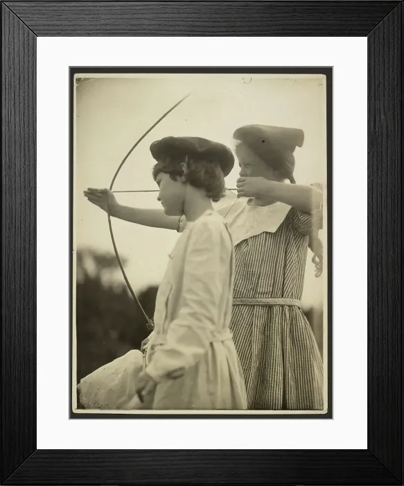 Framed Print : Two child archers, 1900-1930. Creator: Alice Boughton Framed Print : Two child archers, 1900-1930. Creator: Alice Boughton