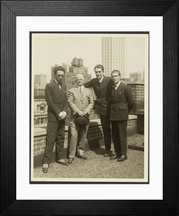Framed Print : Group portrait of F. Vecchi, Dr. Brinton, F. Azari, and O.L. Foletti, 1920-1930. Creator: Fedele Azari Framed Print : Group portrait of F. Vecchi, Dr. Brinton, F. Azari, and O.L. Foletti, 1920-1930. Creator: Fedele Azari