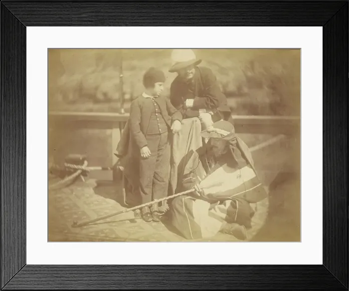 Framed Print : Group Portrait of Two Occidental Men and a Boy on a Boat in the Nile River, 1865. Creator: Theodule Deveria Framed Print : Group Portrait of Two Occidental Men and a Boy on a Boat in the Nile River, 1865. Creator: Theodule Deveria