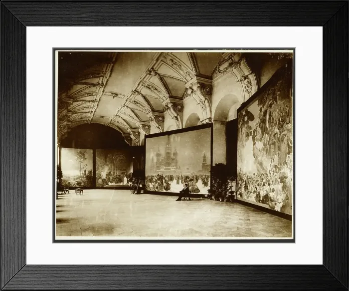 Framed Print : Self-Portrait of Alphonse-Marie Mucha at the First Exhibition of the Slavs Epic at...about 1980. Creator: Alphonse Mucha Framed Print : Self-Portrait of Alphonse-Marie Mucha at the First Exhibition of the Slavs Epic at...about 1980. Creator: Alphonse Mucha