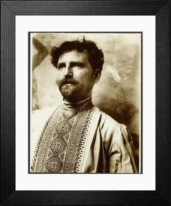 Framed Print : Self-Portrait in Fancy Shirt, negative about 1900; print about 1980. Creator: Alphonse Mucha Framed Print : Self-Portrait in Fancy Shirt, negative about 1900; print about 1980. Creator: Alphonse Mucha