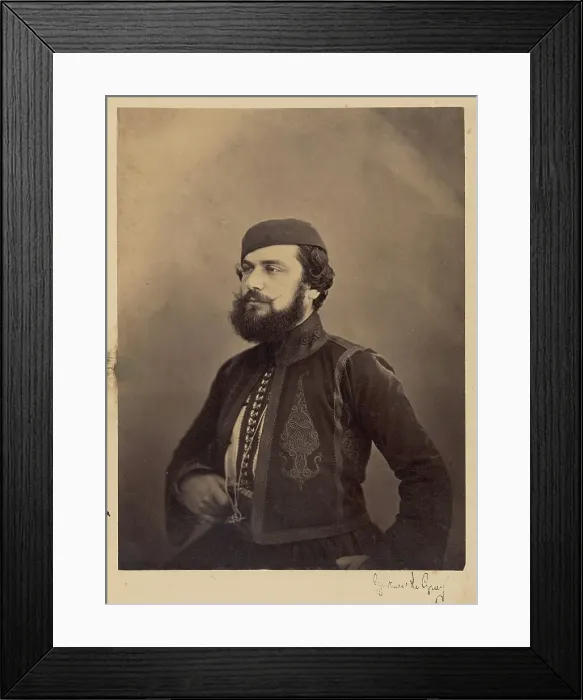 Framed Print : Portrait of a Man in Middle Eastern or North African Clothing, after 1860. Creator: Gustave Le Gray Framed Print : Portrait of a Man in Middle Eastern or North African Clothing, after 1860. Creator: Gustave Le Gray
