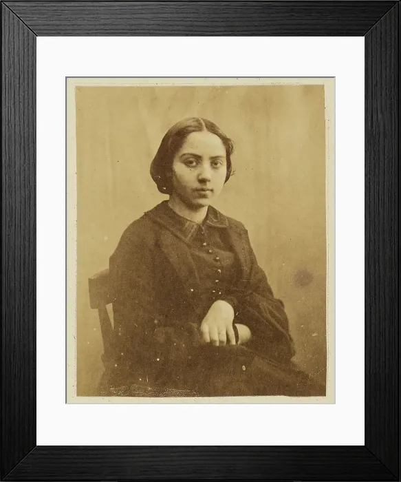 Framed Print : Portrait of a young lady, probably Cecile Deveria, about 1850-1855. Creators: Achille Deveria, Theodule Deveria, Octave Benoist Framed Print : Portrait of a young lady, probably Cecile Deveria, about 1850-1855. Creators: Achille Deveria, Theodule Deveria, Octave Benoist
