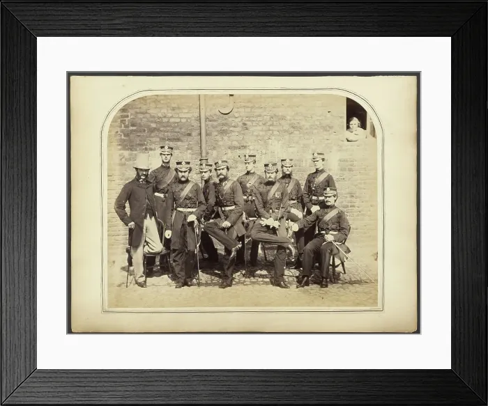 Framed Print : Group portrait of Scots Guards, about 1855-1865. Creator: Unknown Framed Print : Group portrait of Scots Guards, about 1855-1865. Creator: Unknown
