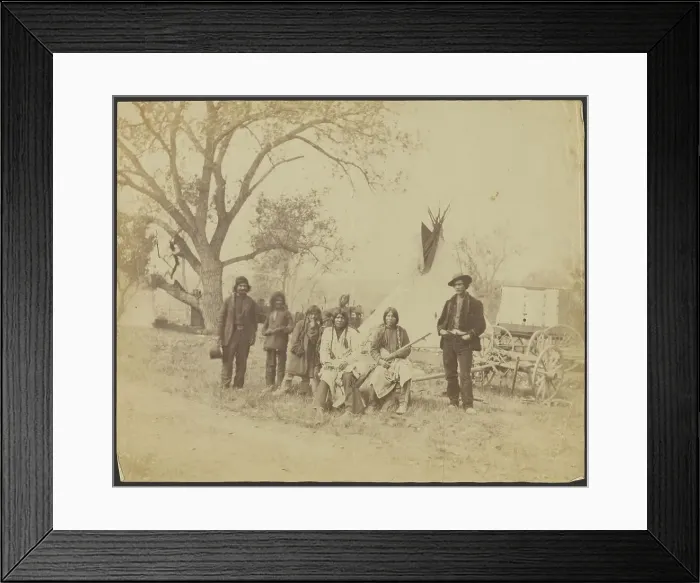 Framed Print : Group portrait of Native Americans, about 1865-1870. Creator: Unknown