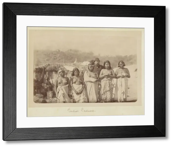Framed Print : A Group of Kadiweu Women with a White Man, 1884. Creator: Unknown Framed Print : A Group of Kadiweu Women with a White Man, 1884. Creator: Unknown