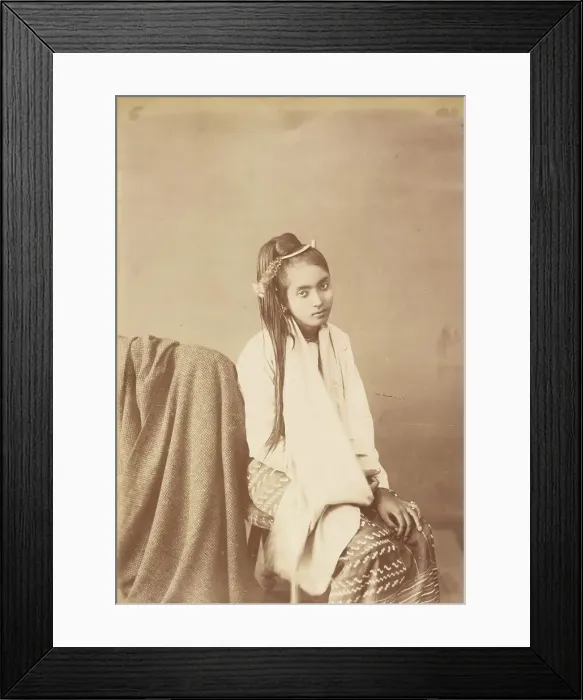 Framed Print : Burmese Type Silk Sitter, about 1885. Creator: Felice Beato Framed Print : Burmese Type Silk Sitter, about 1885. Creator: Felice Beato