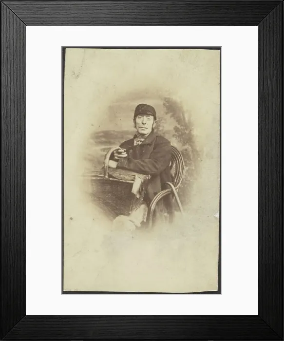 Framed Print : Portrait of a Seated Man with Basket, late 19th century. Creator: Unknown Framed Print : Portrait of a Seated Man with Basket, late 19th century. Creator: Unknown
