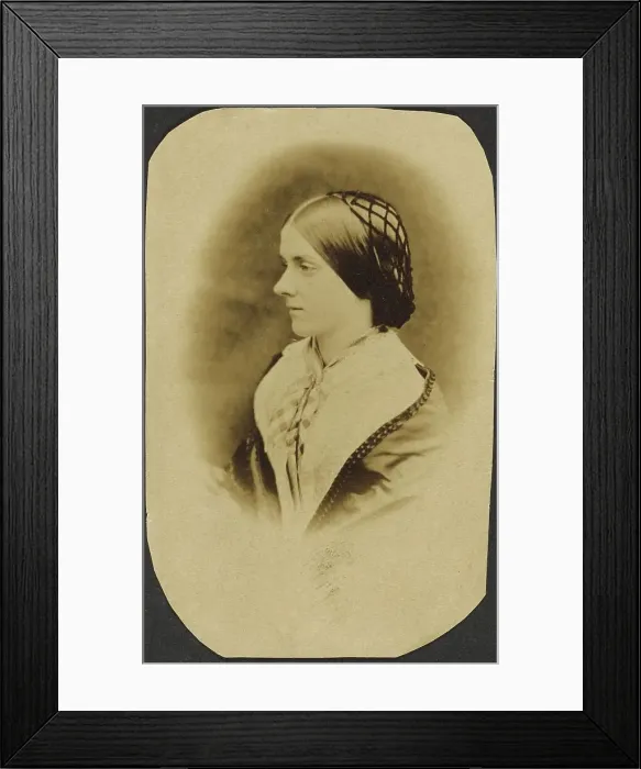 Framed Print : Portrait of woman wearing snood, about 1855-1869. Creator: Unknown Framed Print : Portrait of woman wearing snood, about 1855-1869. Creator: Unknown
