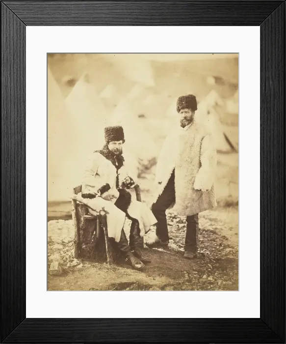 Framed Print : Captain Brown, 4th Light Dragoons and Servant, in Winter Dress. 1855. Creator: Roger Fenton Framed Print : Captain Brown, 4th Light Dragoons and Servant, in Winter Dress. 1855. Creator: Roger Fenton