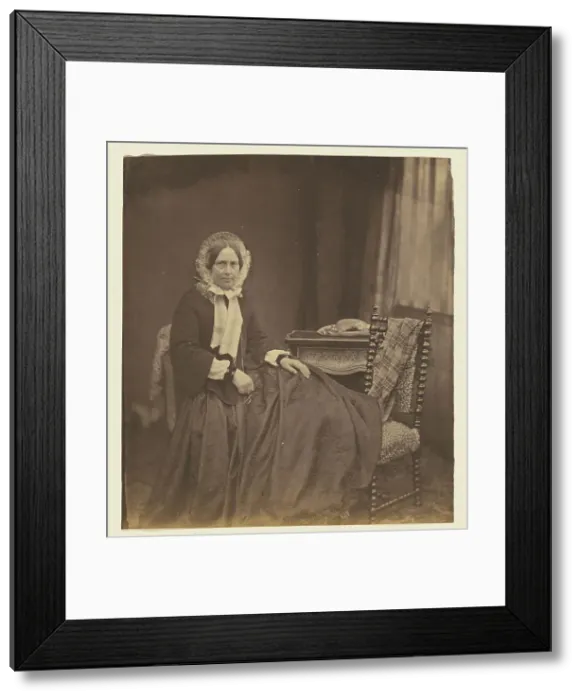Framed Print : Portrait of a woman, wearing a bonnet, seated, 1850s. Creator: Roger Fenton Framed Print : Portrait of a woman, wearing a bonnet, seated, 1850s. Creator: Roger Fenton