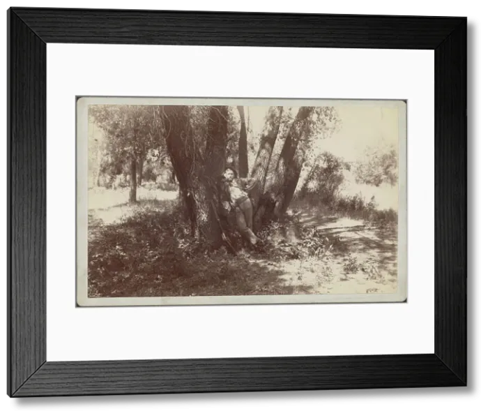 Framed Print : F.A. Williams resting against a tree, 1892. Creator: Unknown Framed Print : F.A. Williams resting against a tree, 1892. Creator: Unknown
