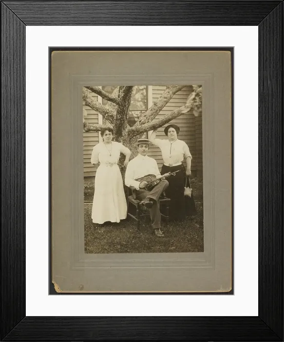 Framed Print : Portrait of a man and two women, about 1890-1900. Creator: Unknown Framed Print : Portrait of a man and two women, about 1890-1900. Creator: Unknown