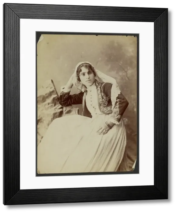 Framed Print : Portrait of woman with lace veil, about 1870-1880. Creator: Unknown Framed Print : Portrait of woman with lace veil, about 1870-1880. Creator: Unknown