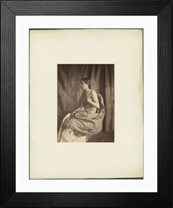 Framed Print : Draped nude female model, about 1850-1855. Creator: Eugene Durieu Framed Print : Draped nude female model, about 1850-1855. Creator: Eugene Durieu