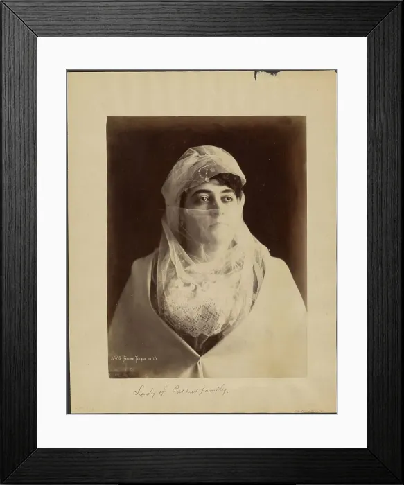 Framed Print : Femme Turque voilee, about 1870-1890. Creator: Gabriel Lekegian Framed Print : Femme Turque voilee, about 1870-1890. Creator: Gabriel Lekegian