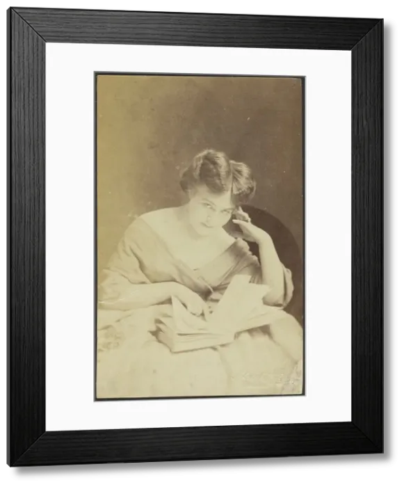 Framed Print : Portrait of a Woman with Book, late 19th century. Creator: Adolphe Beau Framed Print : Portrait of a Woman with Book, late 19th century. Creator: Adolphe Beau