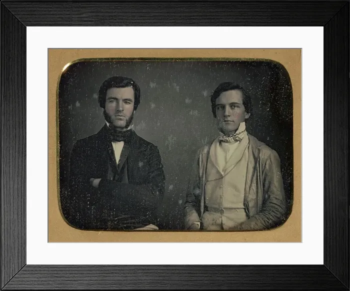 Framed Print : Portrait of two seated men, about 1850. Creator: Unknown Framed Print : Portrait of two seated men, about 1850. Creator: Unknown