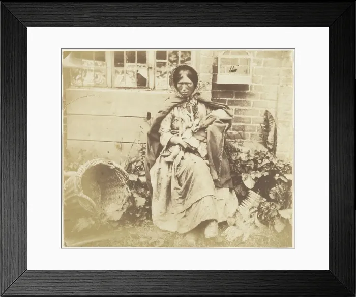 Framed Print : Old Woman with Baskets outside a House, about 1855-1865. Creator: John Whistler Framed Print : Old Woman with Baskets outside a House, about 1855-1865. Creator: John Whistler