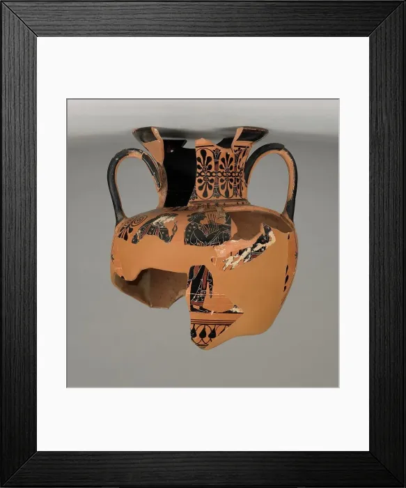 Framed Print : Fragmentary Attic Black-Figure Neck Amphora (comprised of 34 fragments), about 510 BC. Creator: Unknown Framed Print : Fragmentary Attic Black-Figure Neck Amphora (comprised of 34 fragments), about 510 BC. Creator: Unknown