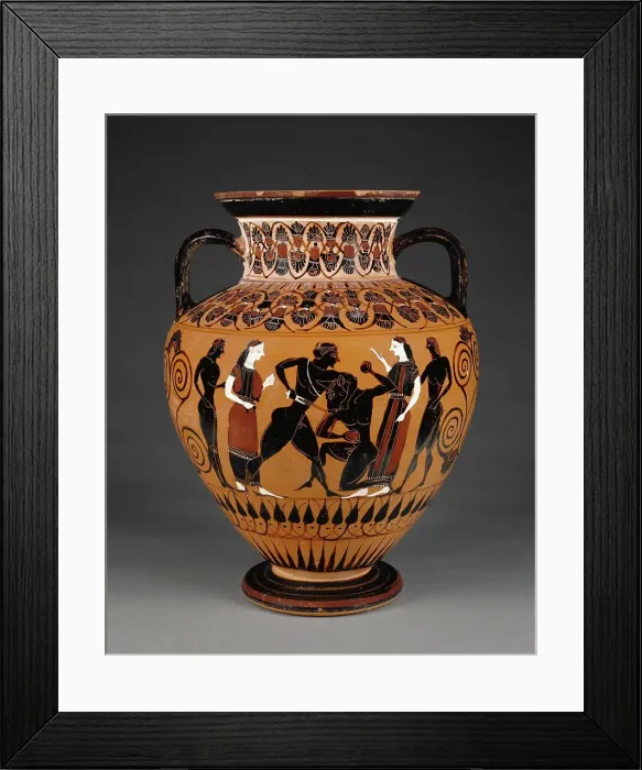 Framed Print : Attic Black-Figure Neck Amphora, about 550 BC. Creator: Workshop of Exekias Framed Print : Attic Black-Figure Neck Amphora, about 550 BC. Creator: Workshop of Exekias
