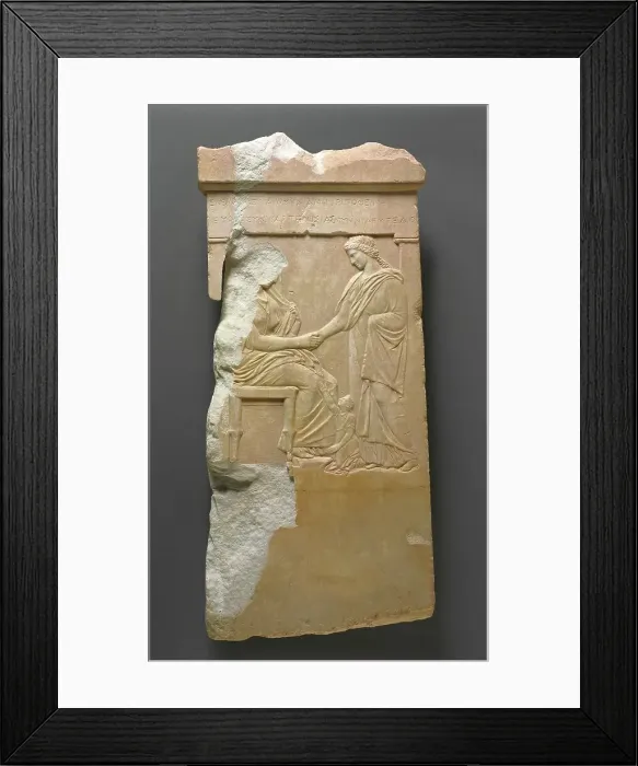 Framed Print : Grave Stele of Mynnia, about 370 BC. Creator: Unknown Framed Print : Grave Stele of Mynnia, about 370 BC. Creator: Unknown