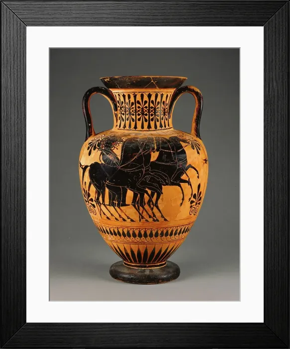 Framed Print : Attic Black-Figure Neck-Amphora, about 520 BC. Creator: Unknown Framed Print : Attic Black-Figure Neck-Amphora, about 520 BC. Creator: Unknown