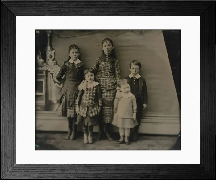 Framed Print : Portrait of Five Children, about 1870. Creator: Unknown Framed Print : Portrait of Five Children, about 1870. Creator: Unknown